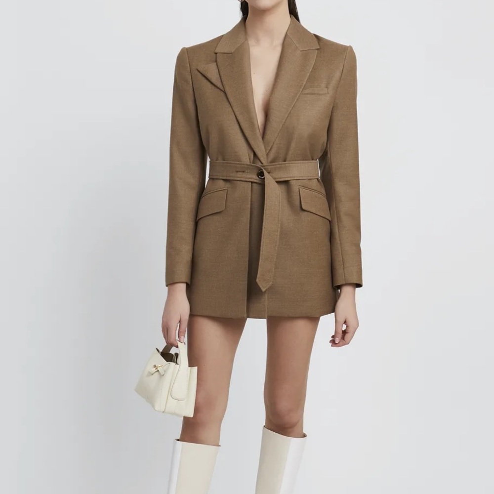 Gauge 81 Mazat Brown Tan Belted Blazer Small